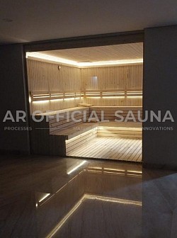 Ruang Sauna Kayu Pinus Jati Belanda Dimensi  250 Cm x  200 Cm x  210 Cm