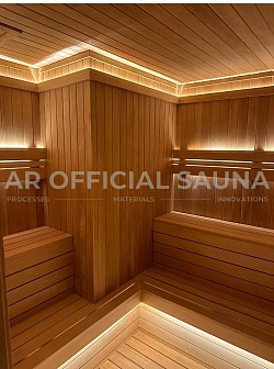 Ruang Sauna Kayu Pinus Jati Belanda Dimensi  250 Cm x 250 cm x 220 Cm